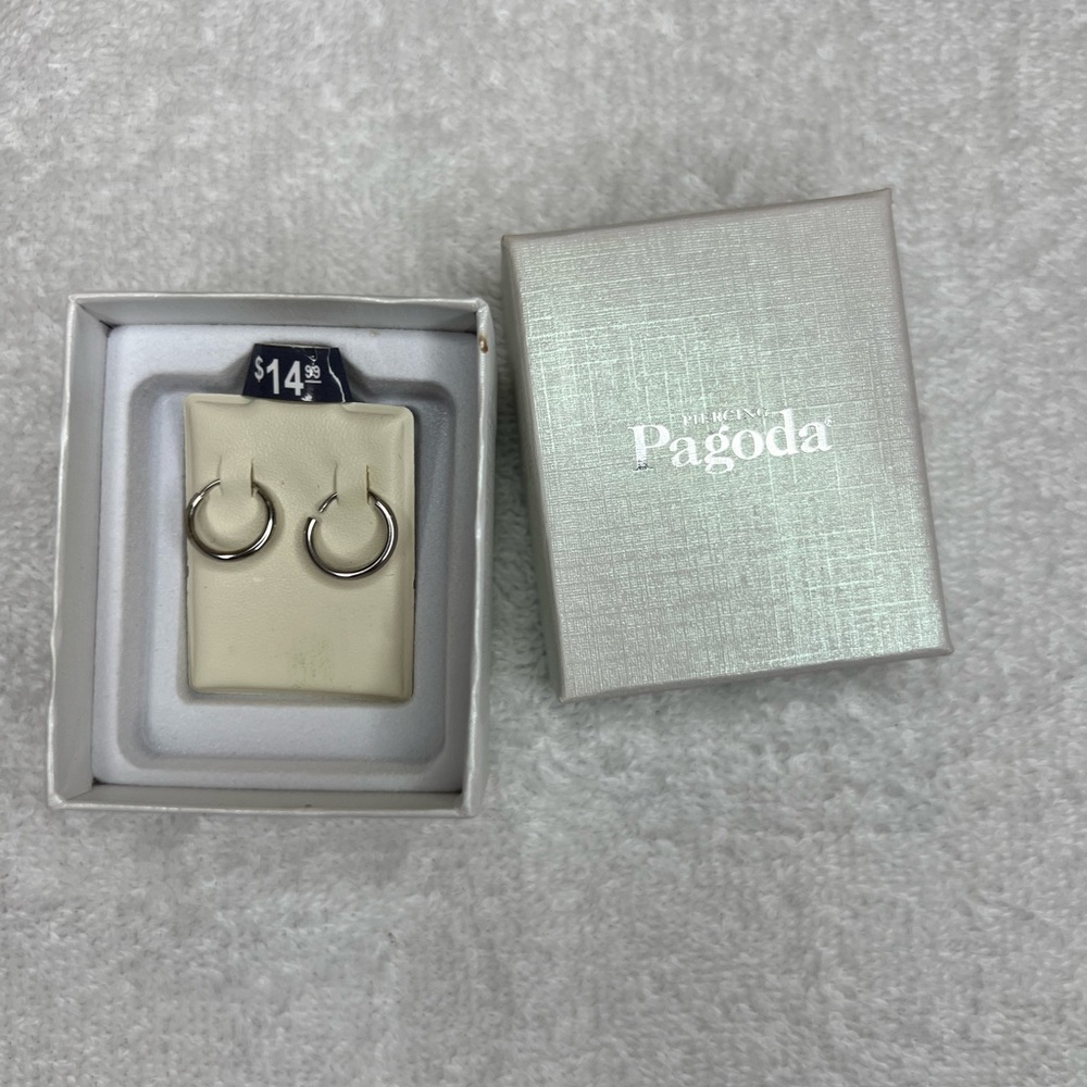 Pagoda sterling silver small hoops